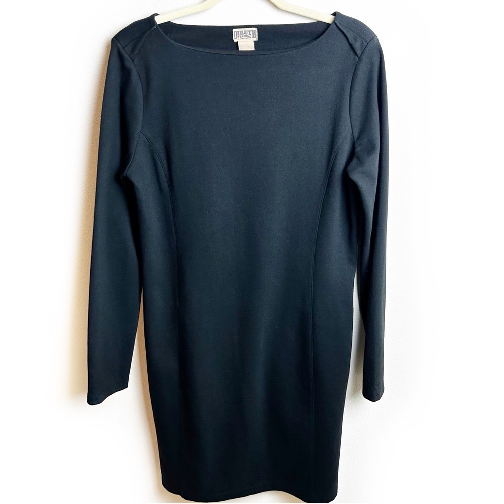 Duluth Trading Ponte Pro black dress long sleeve ponte knit size: M